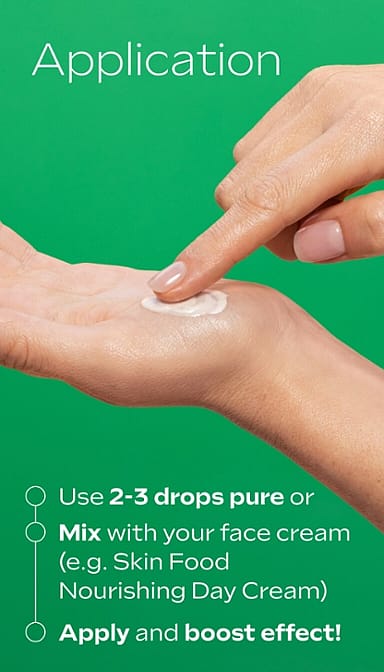 Application : use 2-3 drops pure or mix with your face cream