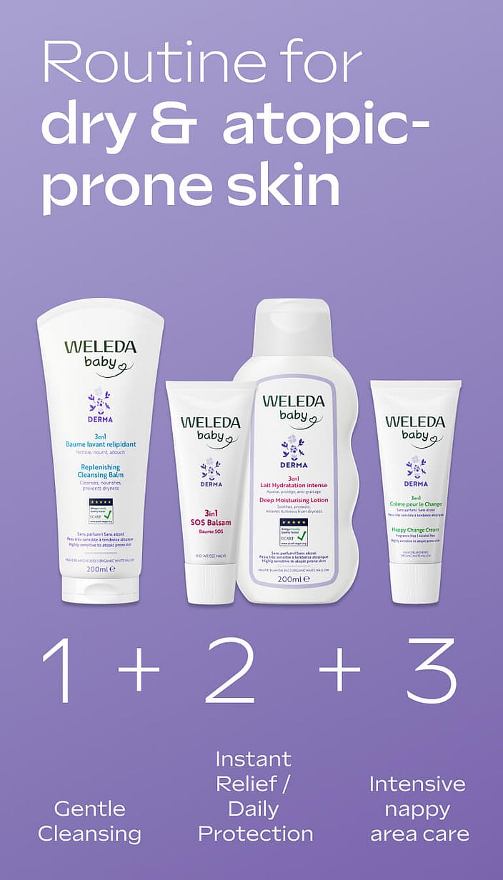 Weleda Baby ķermeņa losjons bērniem ar ārstniecības alteju 3in1