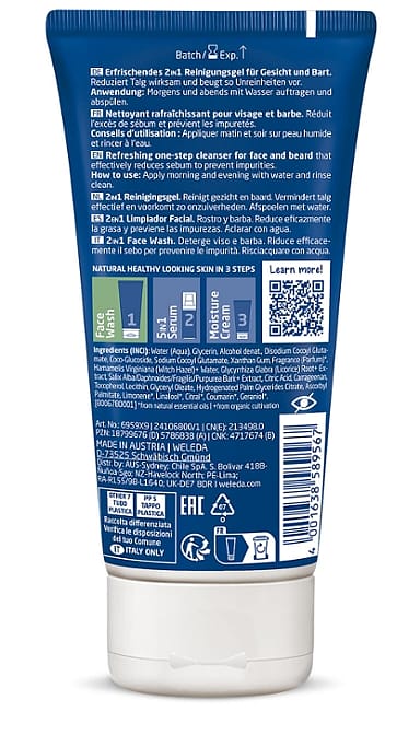FOR MEN 2in1 līdzeklis sejas ādas attīrīšanai